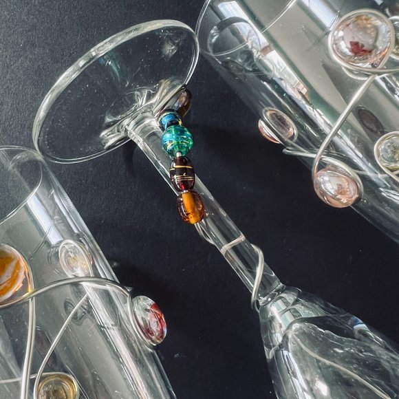 JEWEL DESIGNED Champagne Toasting Flutes Set of 4 - Picture 2 of 6